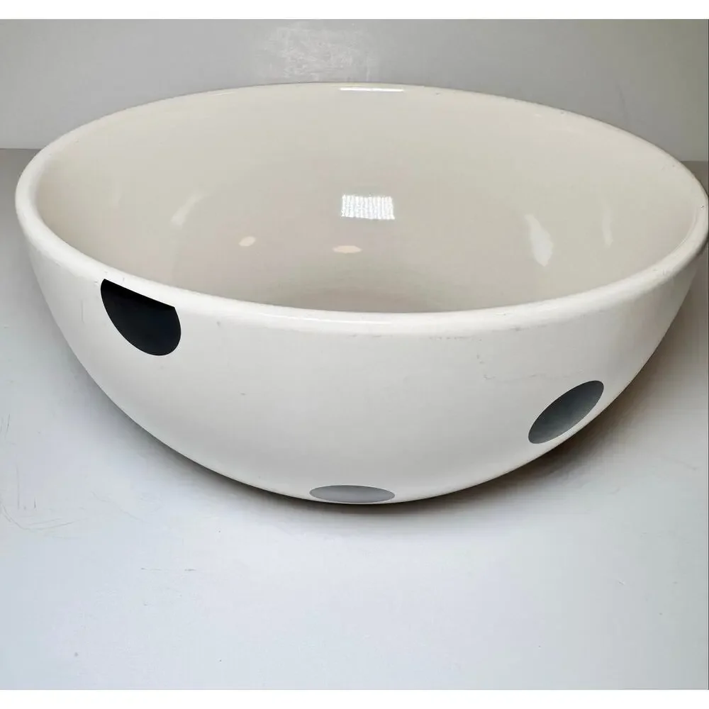 Kate Spade New York Deco Dot Lenox Serving Bowl Ceramic White Black Polka Dot 8